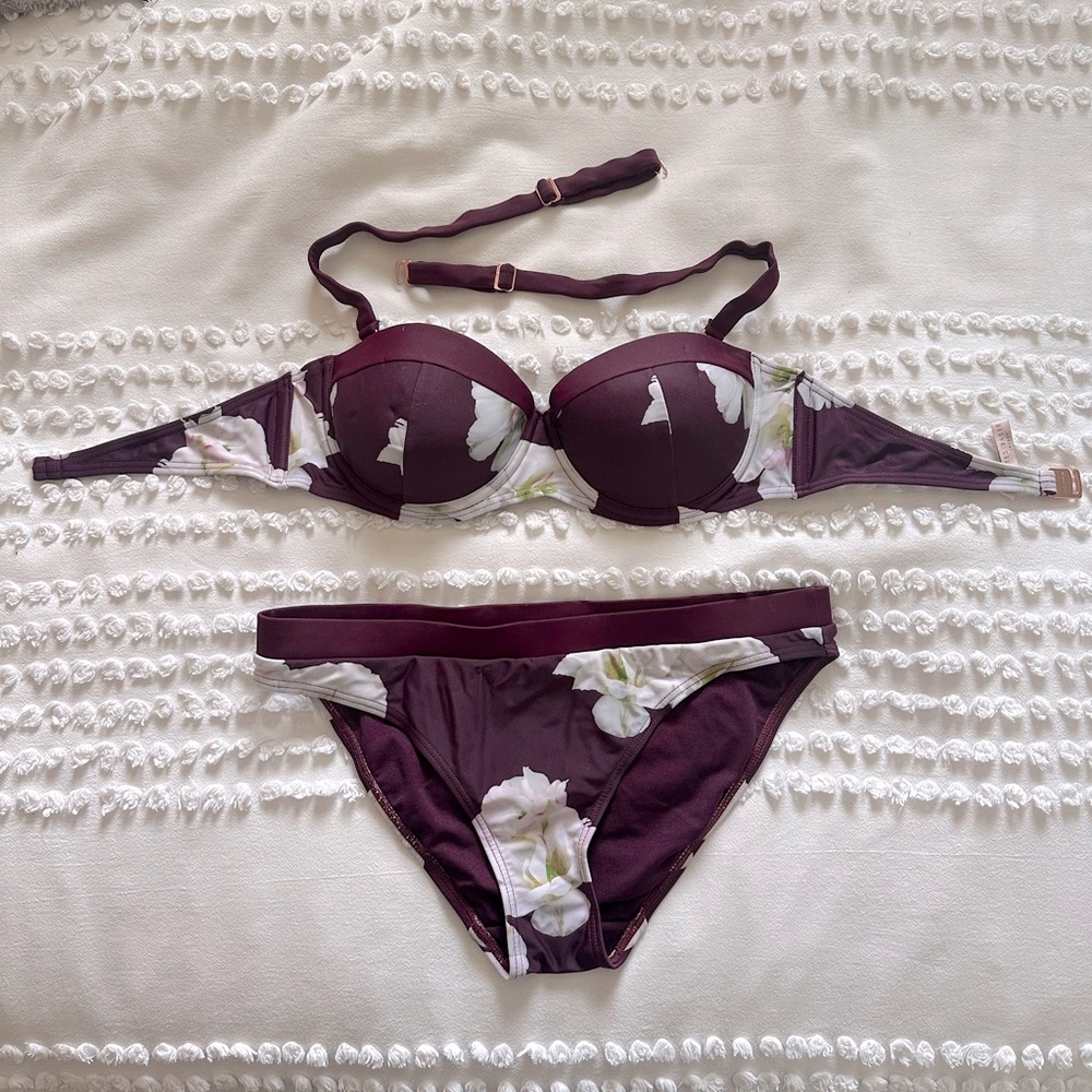 Ted Baker Bikini purple with white gardenia floral print